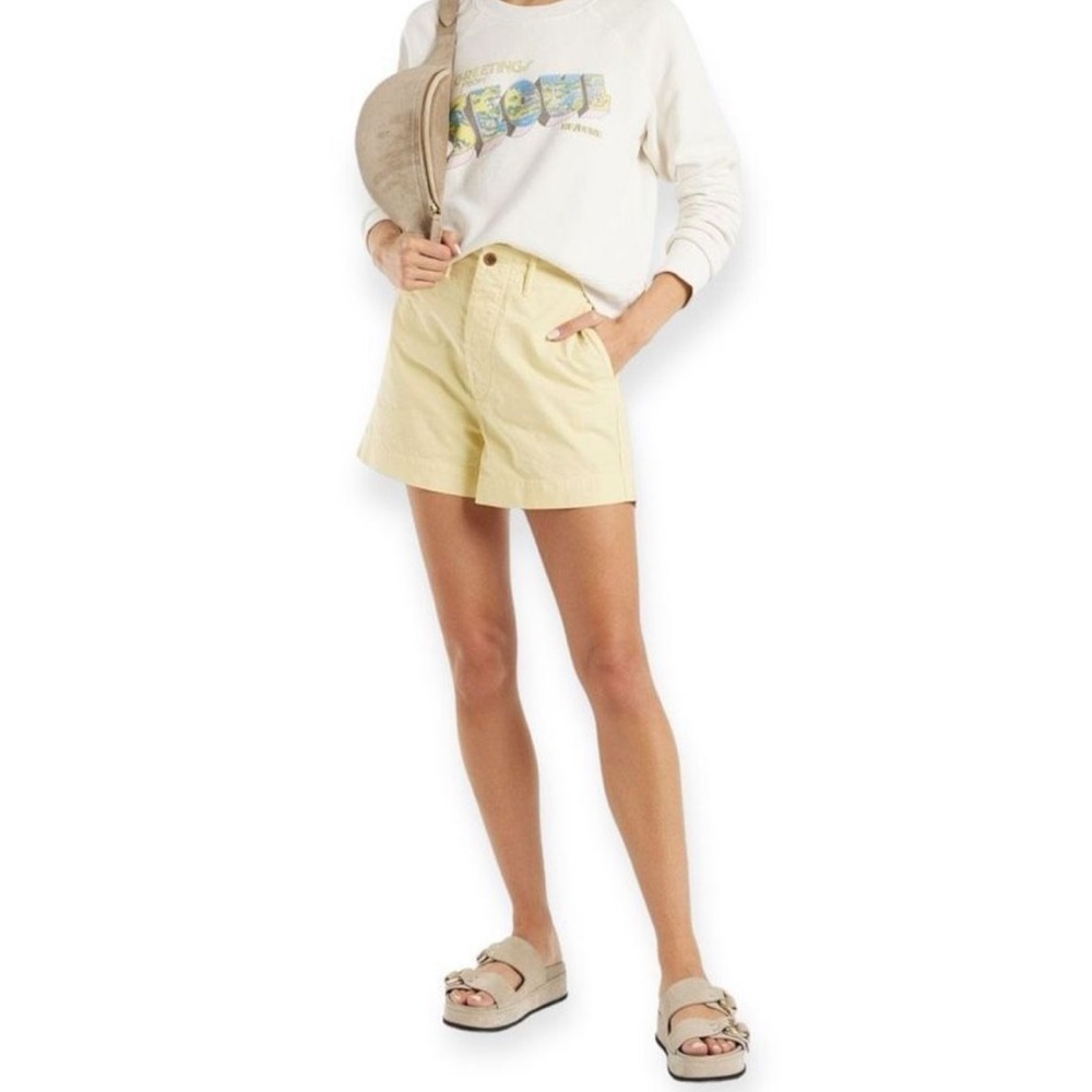 RE/DONE 90’s High Waisted Trouser Shorts in Pastel Yellow